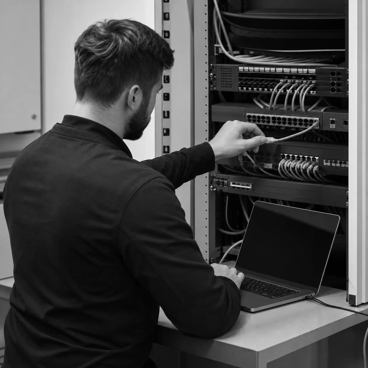 Especialista realizando diagnóstico de infraestructura TI